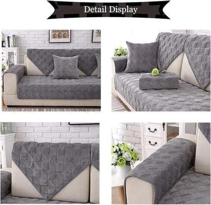 Sofa Cover, Velvet Couch Cover Anti-Slip Sectional Couch Covers Sofa Slipcover for Dogs Cats Pet Love Seat Recliner Armrest Backrest Cover Dcorporate Grey 36''X70''(Only 1 Piece/Not All Set)