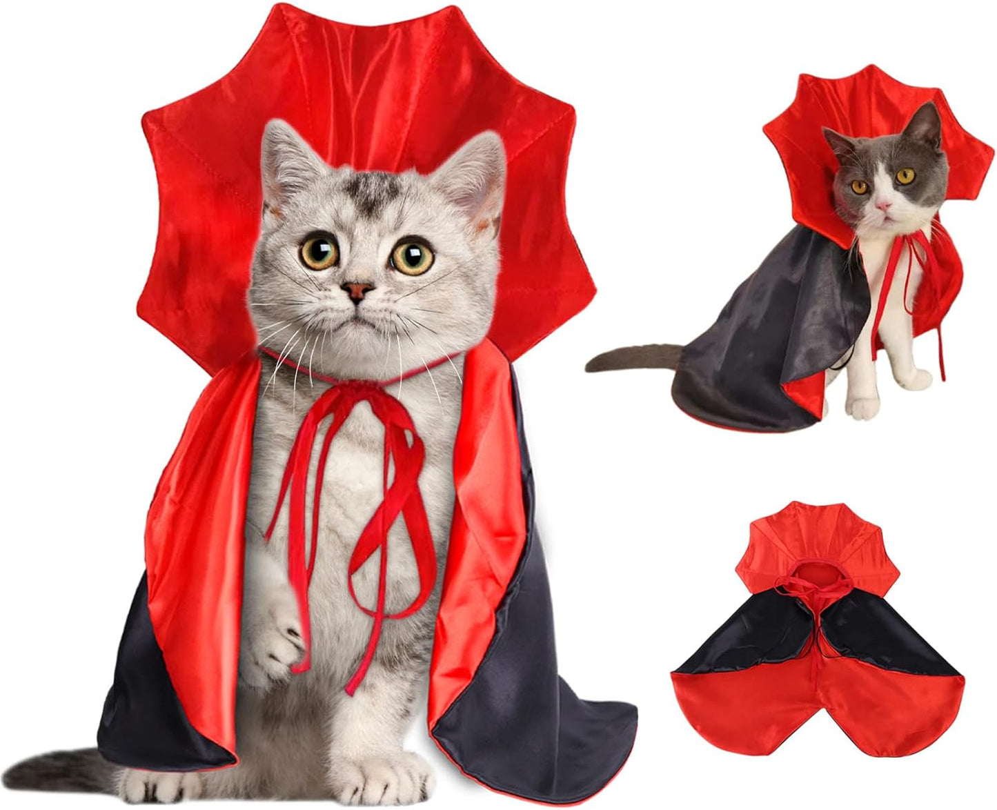 Halloween Pet Cape Costume Cat Vampire Cloak Cat Wizard Outfit Pet Witch Cosplay Apparel Halloween Pet Cloak Party Costumes for Small Medium Dogs Cats Supplies