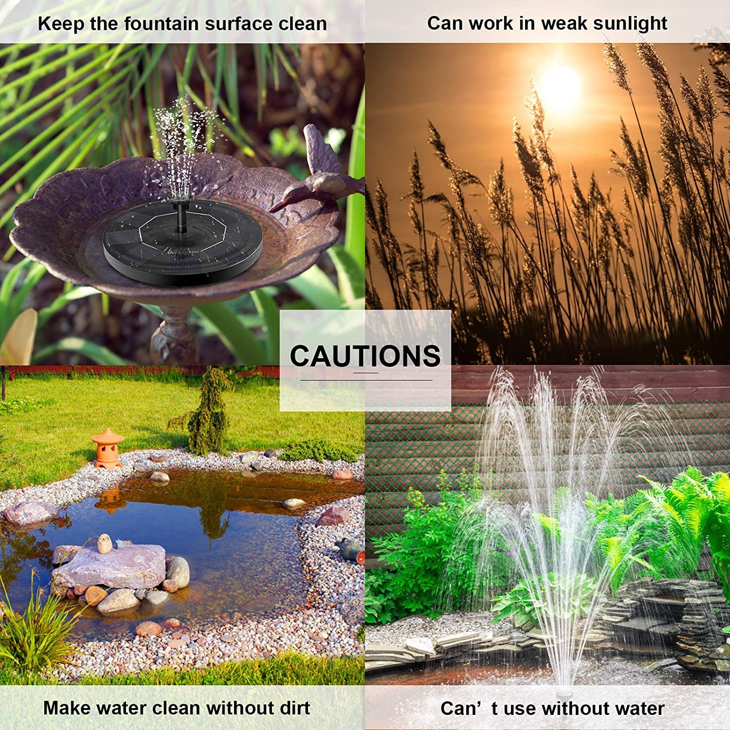 Solar Fountain, Upgraded Solar Water Fountain, 2.5W Solar Fountain Pump for Bird Bath with 4 Nozzle Solar Bird Bath Fountains Solar Powered Pump for Bird Bath, Garden, Pond, Pool, Fish Tank, Outdoor