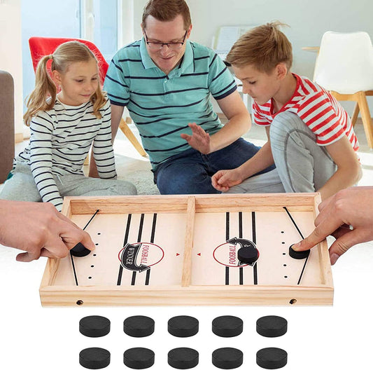 Fast Sling Puck Game,  Sling Games Fast Puck Table Game, Wooden Hockey Games Table Board Games Paced Puck Wood Board Sport Toy for Kids and Adults